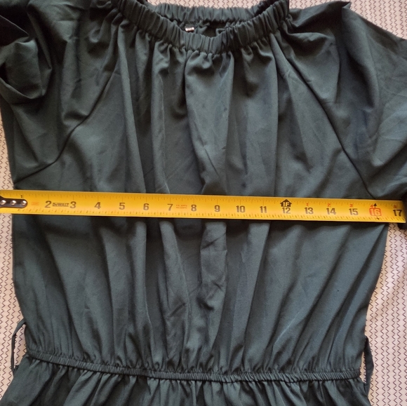 Womens Green Round Neck Full Length Long Sleeve Dress Size Medium - Picture 13 of 14